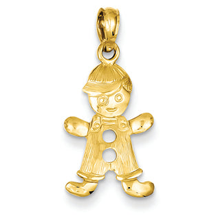 14K Gold Playful Boy w/Cut Out Buttons Pendant