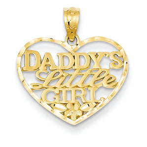 14K Gold D/C Daddys Little Girl Heart Pendant