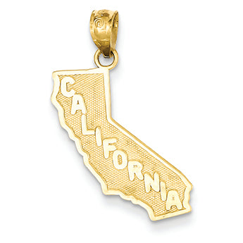 14K Gold California State Pendant