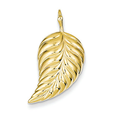 14K Gold Polished Leaf Pendant