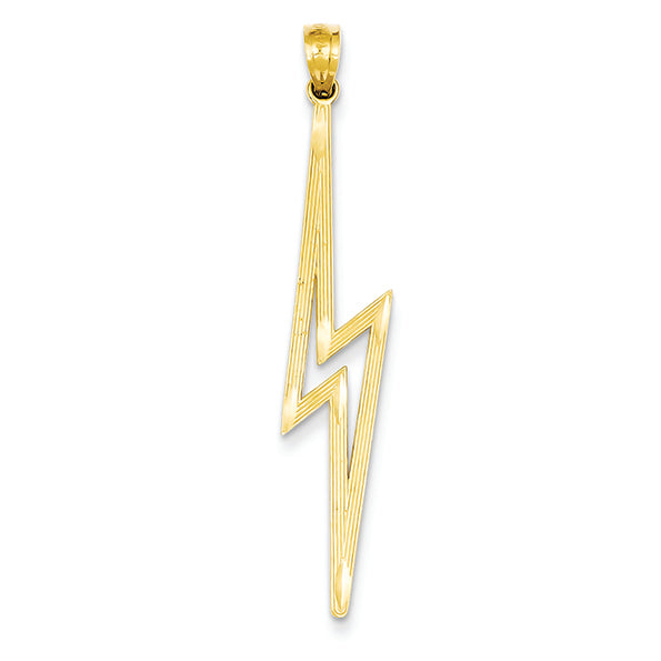 14K Gold Polished D/C Lightning Bolt Pendant