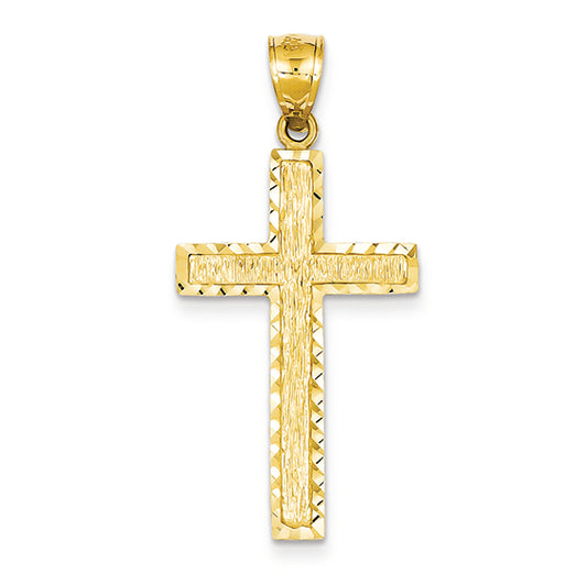 14K Gold Diamond-cut Cross Pendant