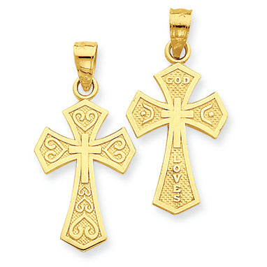 14K Gold Reversible Passion Cross Pendant