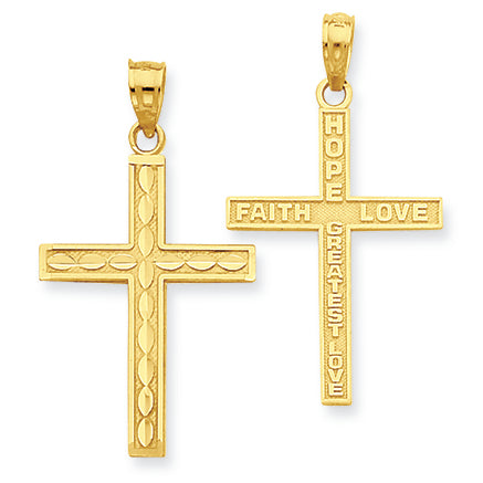 14K Gold Reversible Cross Pendant
