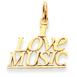 14K Gold I Love Music Charm