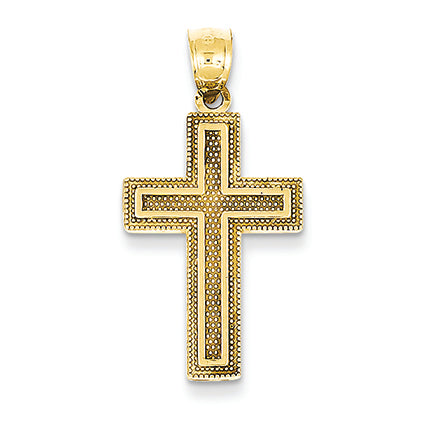 14K Gold Textured Latin Cross Pendant