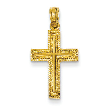 14K Gold Border Design Cross on Cross Pendant