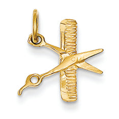 14K Gold Comb & Scissors Charm