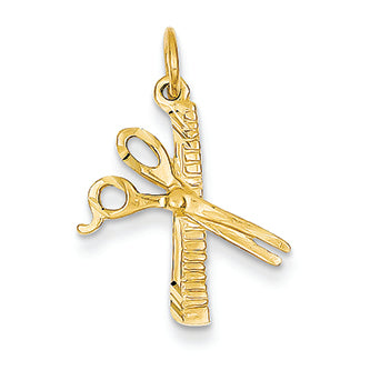 14K Gold Comb & Scissors Charm