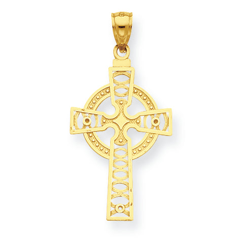 14K Gold Celtic Cross with Eternity Circle Pendant
