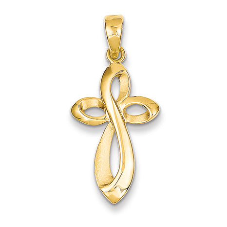 14K Gold Polished & Satin Figure 8 Cross Pendant
