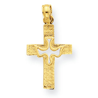 14K Gold Dove Cut-out on Cross Pendant