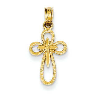 14K Gold Cut-Out Cross with Small Cross Pendant