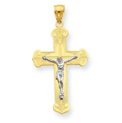 14K Gold Two-tone Crucifix Pendant