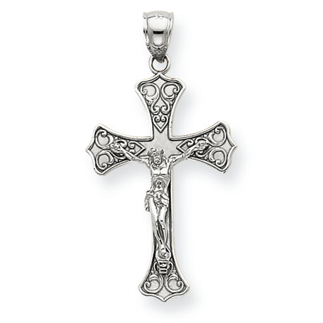14K White Gold Crucifix Pendant