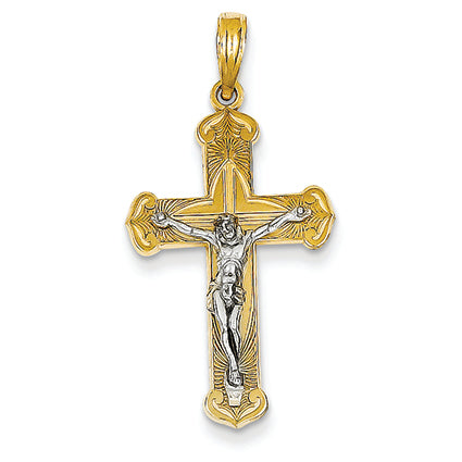 14K Gold Two-tone Crucifix Pendant