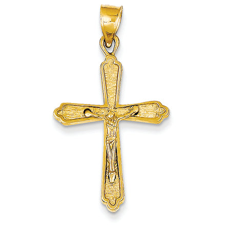 14K Gold Textured Crucifix Pendant