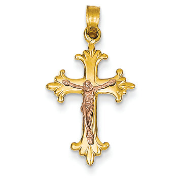 14K Gold Two-tone Crucifix Pendant