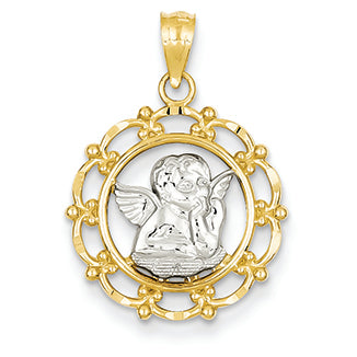 14K Gold & Rhodium Angel Pendant