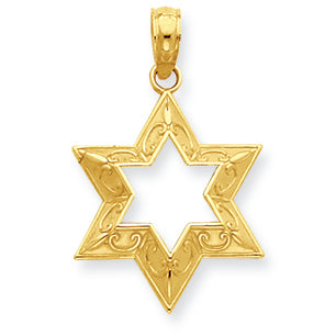 14K Gold 2-D Star of David Pendant