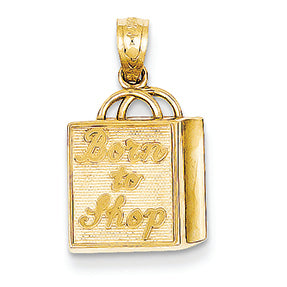 14K Gold Yellow Gold Born to Shop Pendant