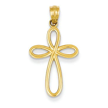 14K Gold Yellow Gold Ribbon Cross Pendant
