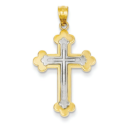 14K Gold Two-tone Cross Pendant