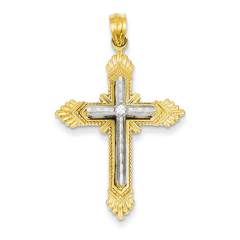 14K Gold Two-tone Cross Pendant