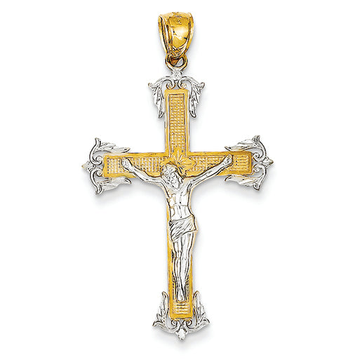 14K Gold Two-tone Crucifix Pendant