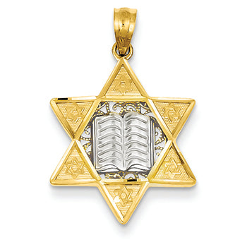 14K Gold Two-tone Star of David Pendant