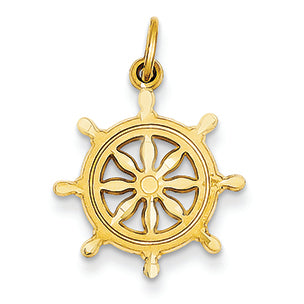 14K Gold Ships Wheel Charm