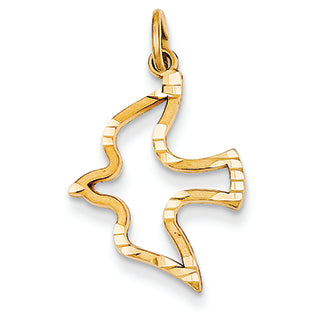 14K Gold Satin & Diamond -Cut Dove Charm