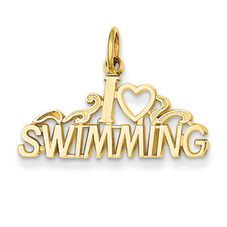 14K Gold I Love Swimming Charm