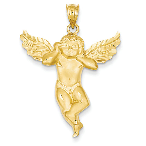 14K Gold Satin Angel not listening Pendant