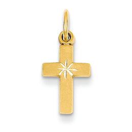 14K Gold Tiny Cross Charm