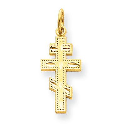 14K Gold Eastern Orthodox Cross Charm