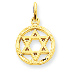 14K Gold Solid Polished Star of David Charm