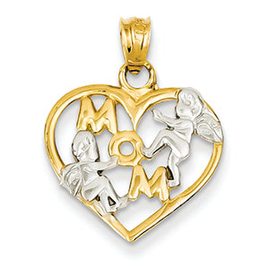 14K Gold Polished Mom Charm