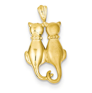 14K Gold Satin & Polished Cats Pendant