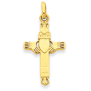 14K Gold Claddagh Cross Pendant