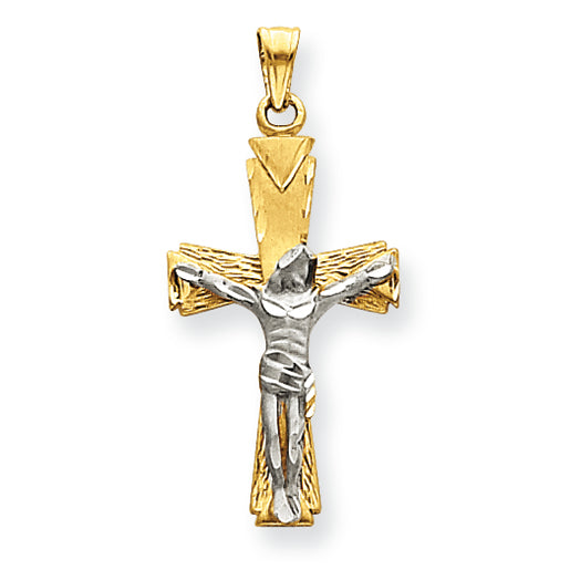 14K Gold Two-tone Crucifix Pendant