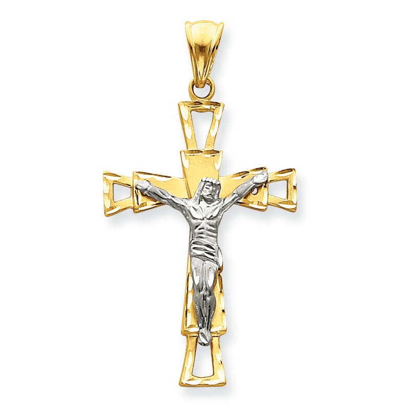 14K Gold Two-tone Crucifix Pendant