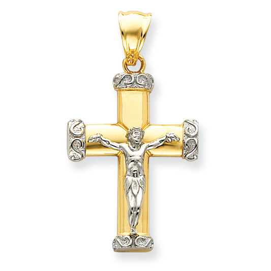 14K Gold Two-tone Crucifix Pendant