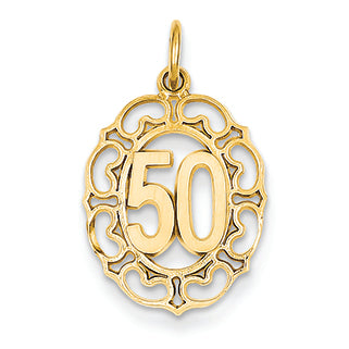 14K Gold #50 in Oval Pendant