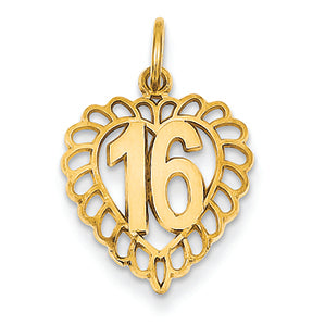 14K Gold 16 in Heart Charm