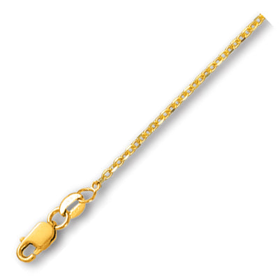 14K Solid Yellow Gold Cable Link Chain 1.4mm thick 18 Inches