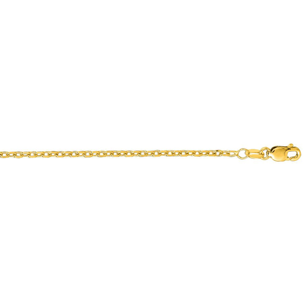 14K Solid Yellow Gold Cable Chain Necklace 1.8mm thick 22 Inches