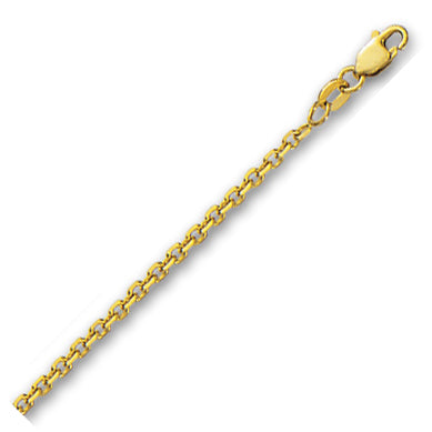 14K Solid Yellow Gold Cable Link Chain 2.3mm thick 18 Inches