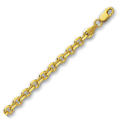 14K Solid Yellow Gold Cable Link Chain 4mm thick 22 Inches