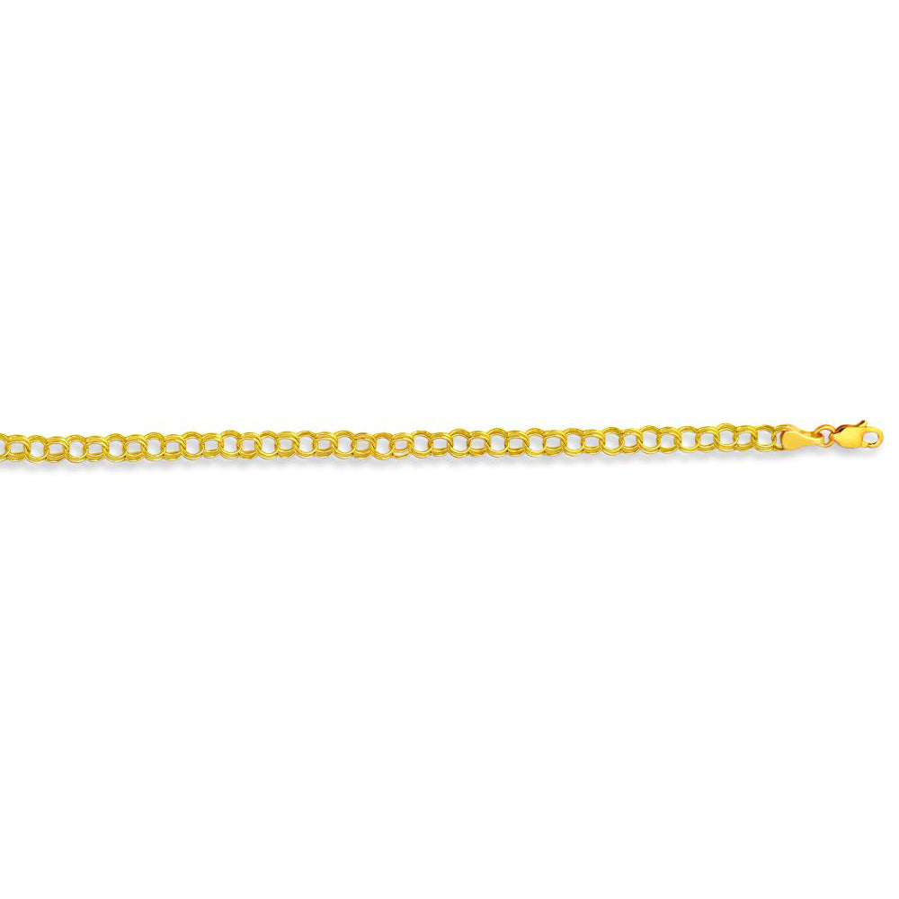 14K Solid Yellow Gold Lite Charm Bracelet 4mm thick 7.25 Inches